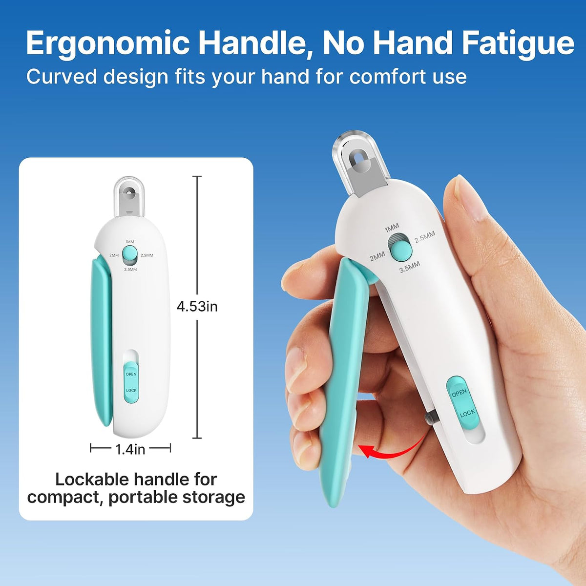 Cat Nail Clipper, Adjustable Trimming Hole with Hidden Nail File