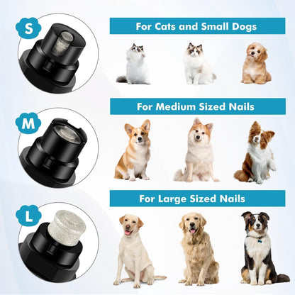 Professional Pet Nail Grinder with LED Light, Rechargeable Electric Dog Nail Trimmer, Silent Operation for Large Medium Small Dogs and Cats, Black
